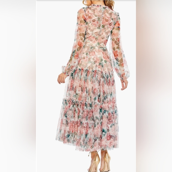 Mac Duggal Floral Long Sleeve Cocktail Dress - Picture 2 of 8